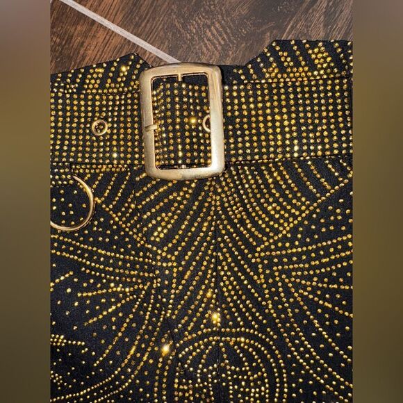 Day G Gold Studded Mini Skirt with Belt | Art Deco Festival Glam size Large - Picture 6 of 10